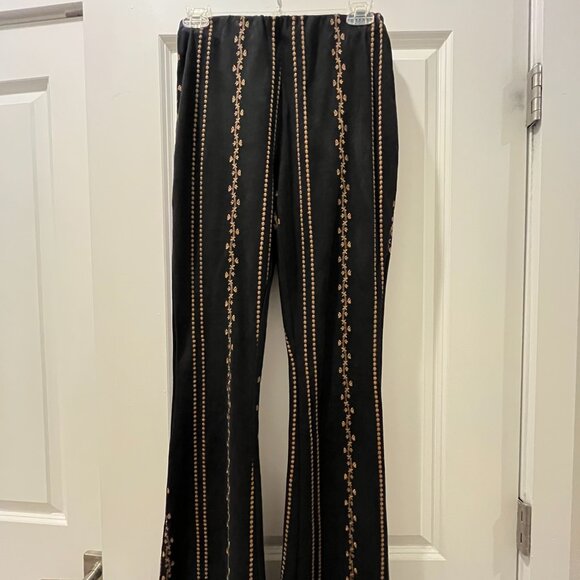 Altar’d State Gold & Black Velvet Wide Leg Pants Size Small - Picture 1 of 5